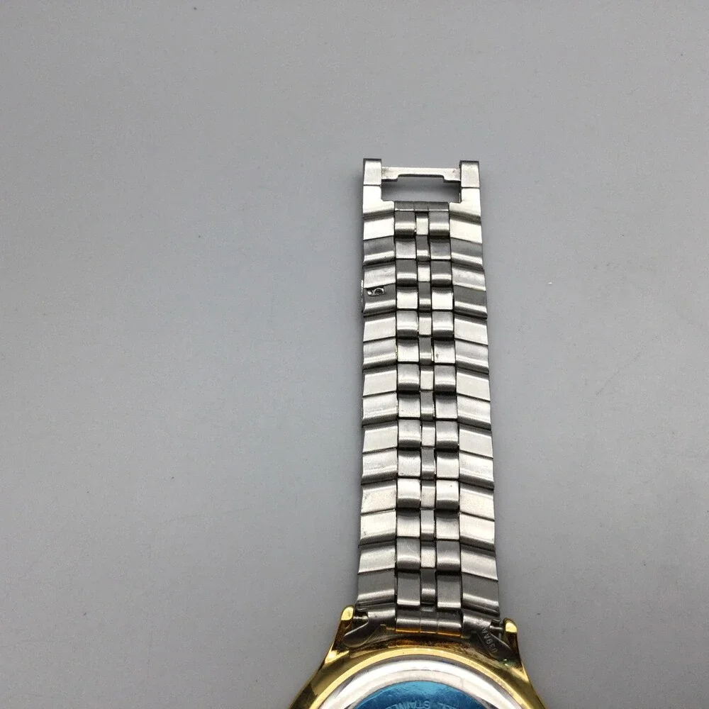 Pulsar Mens Watch 36mm Black Dial Two Tone Steel Date V729-6A00 New Battery 7